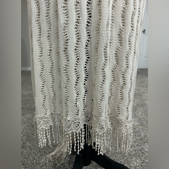 Scandal made in Italy boho style long crocheted duster in natural color OS - Picture 9 of 14